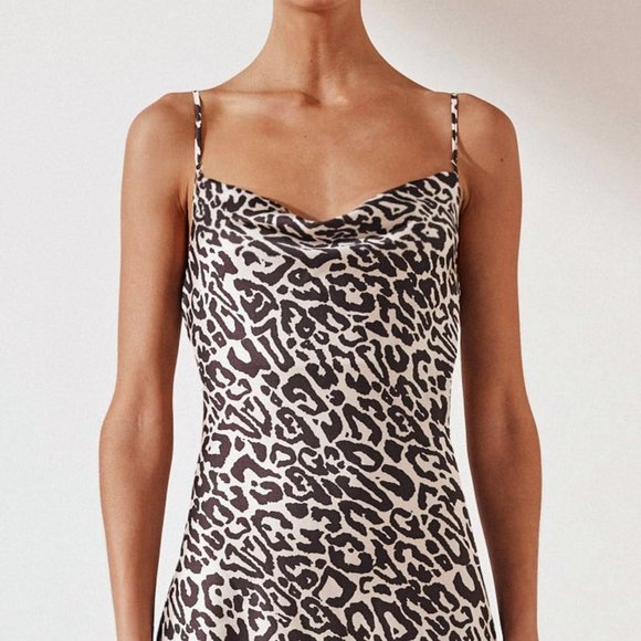 NWT Shona Joy Cowl Neck Mini Dress - Leopard Print - Size US 6 - Picture 5 of 7
